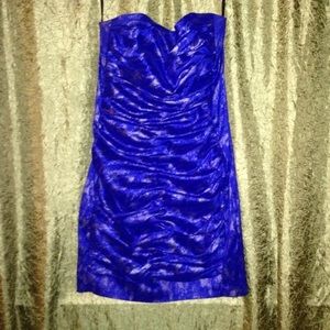 Jessica McClintok Blue Ribbed Dress